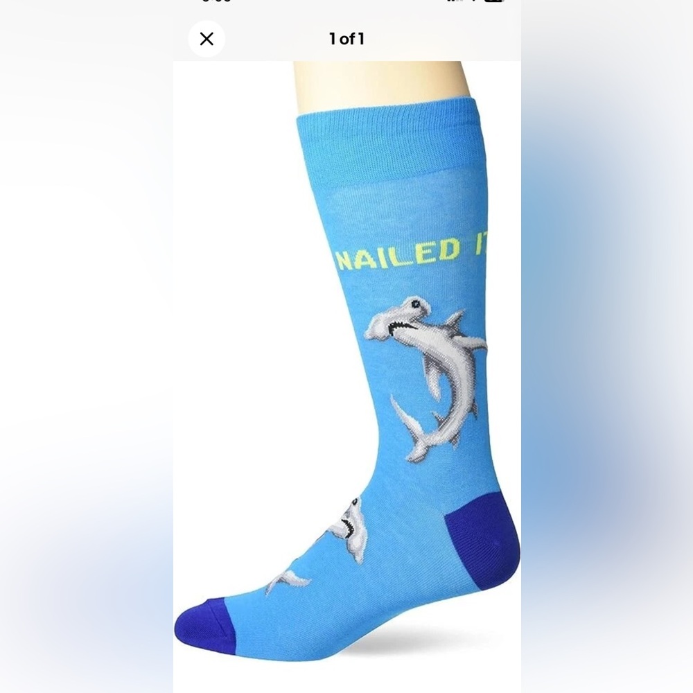 Hot Sox Blue Hammerhead Shark Nailed It Men's Socks